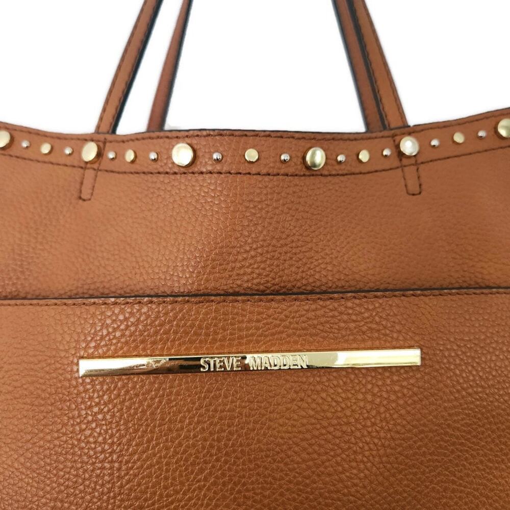 Steve Madden Women's Brown Pebbled Leather Shoulder Bag Tote - Picture 4 of 8